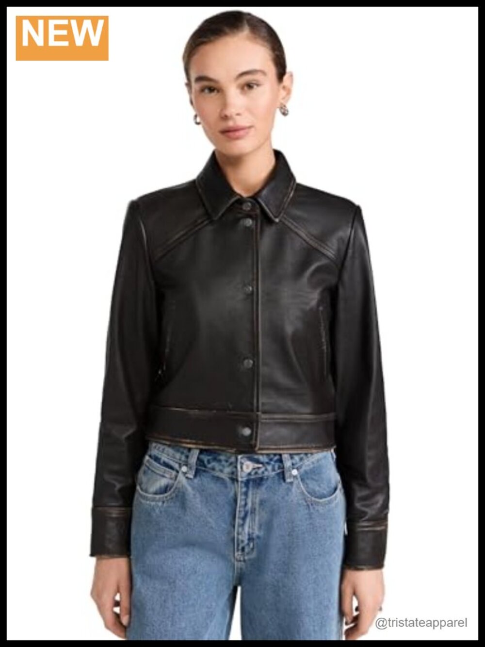 IRO Demet Cowhide Leather Jacket Snap Placket